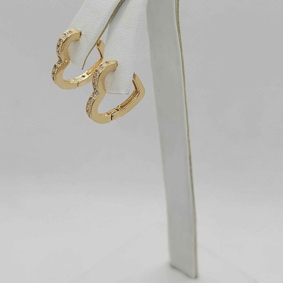 Brand New Brazilian 18k Gold Filled Heart Earrings - Picture 2 of 7